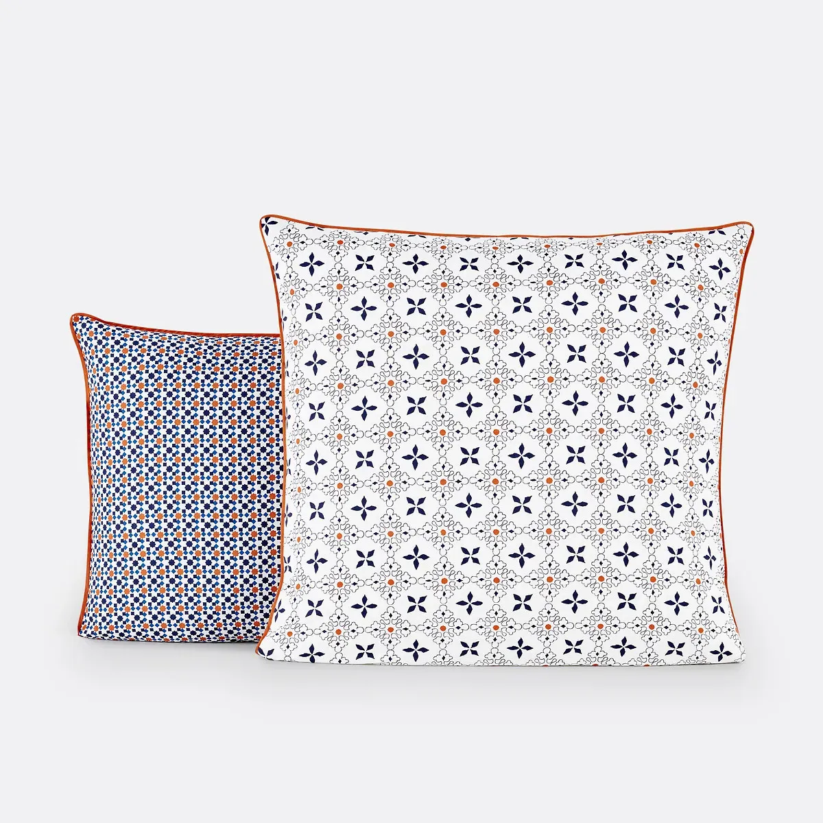Zehia Tiled Cotton Pillowcase - White, Blue, Orange product