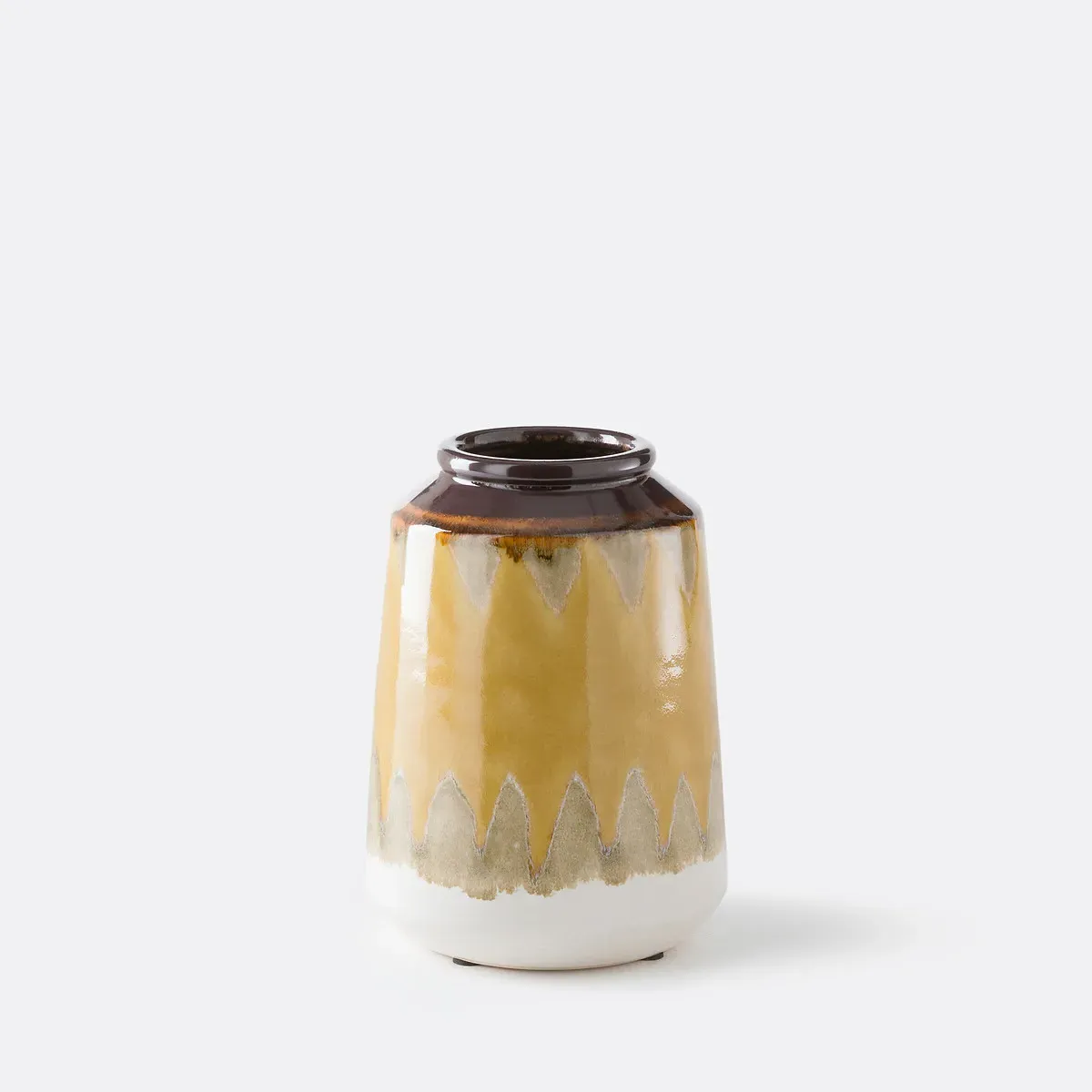 Zia Ceramic Vase with Diamond Motifs - Yellow, Multicolour product