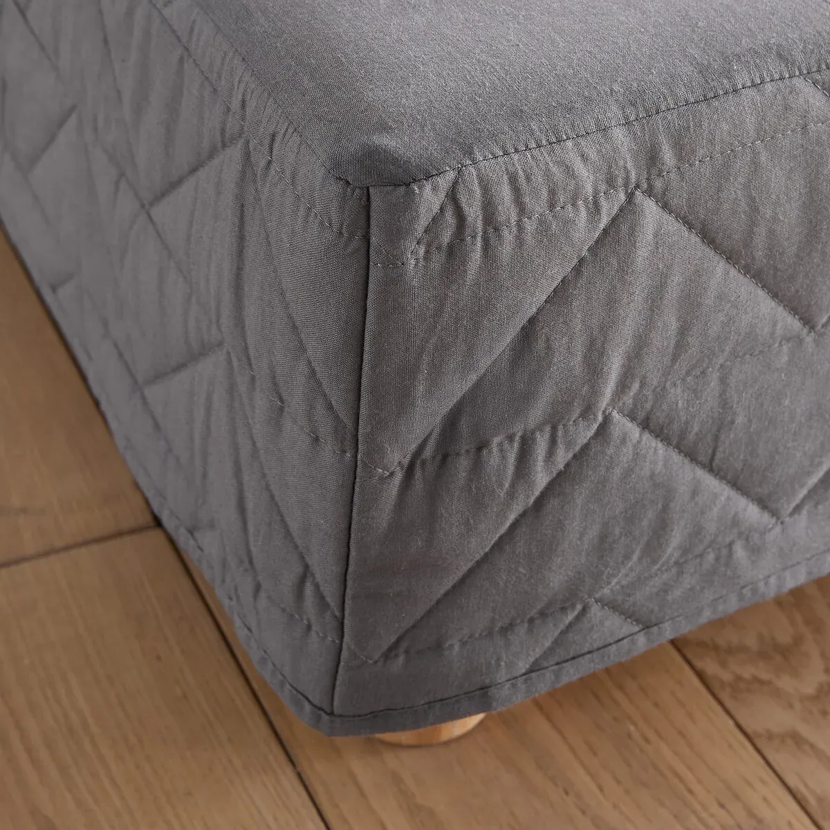 Zig-Zag Scenario Quilted Bed Skirt - Charcoal, Cotton alternate view
