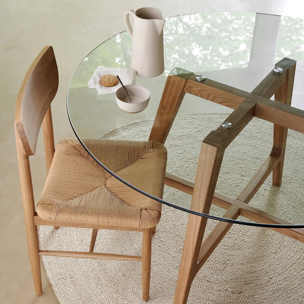 Zoleta Round Dining Table (Seats 4-6) - Oak, Glass alternate view