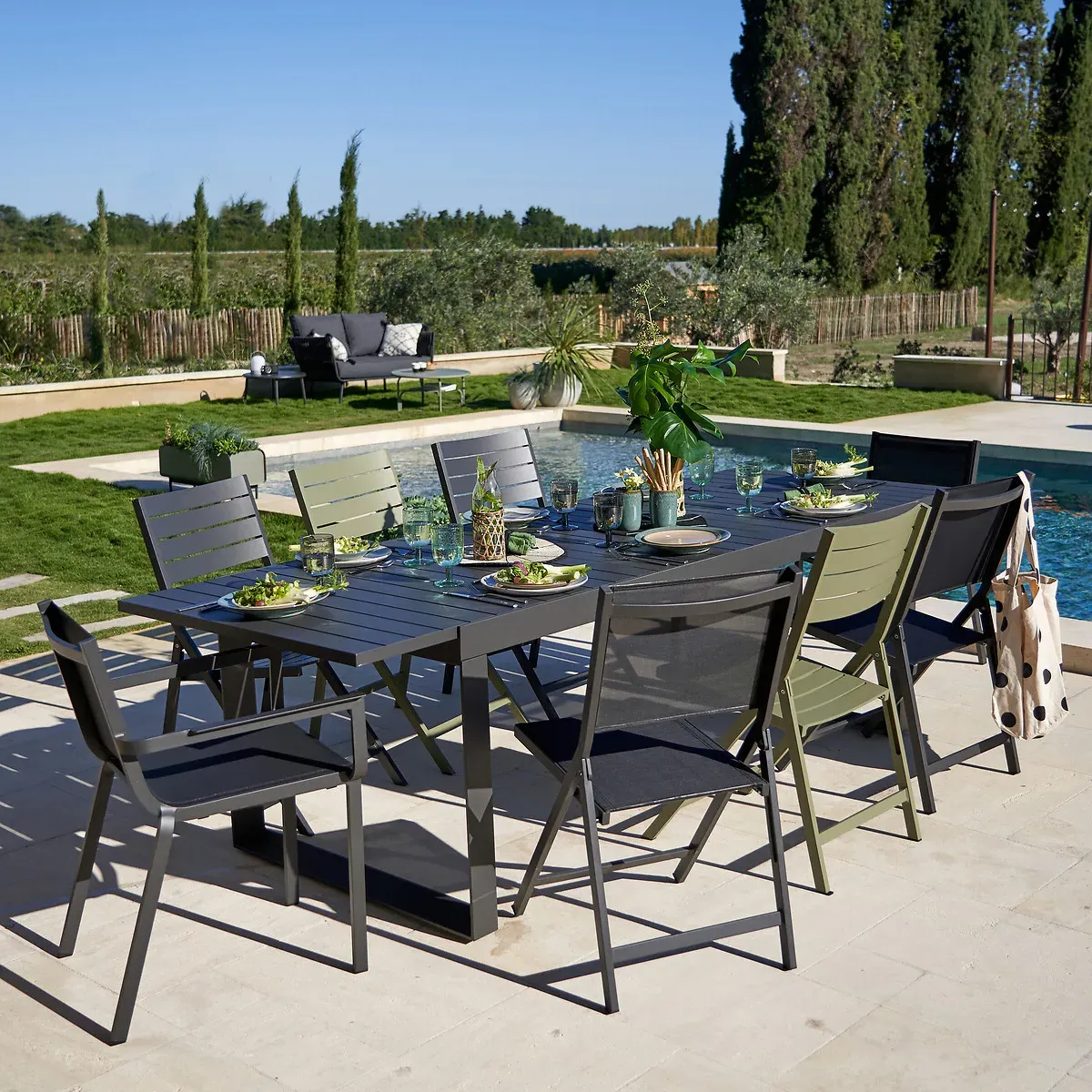 Zory Set of 2 Folding Garden Chairs - Black, Aluminium alternate view