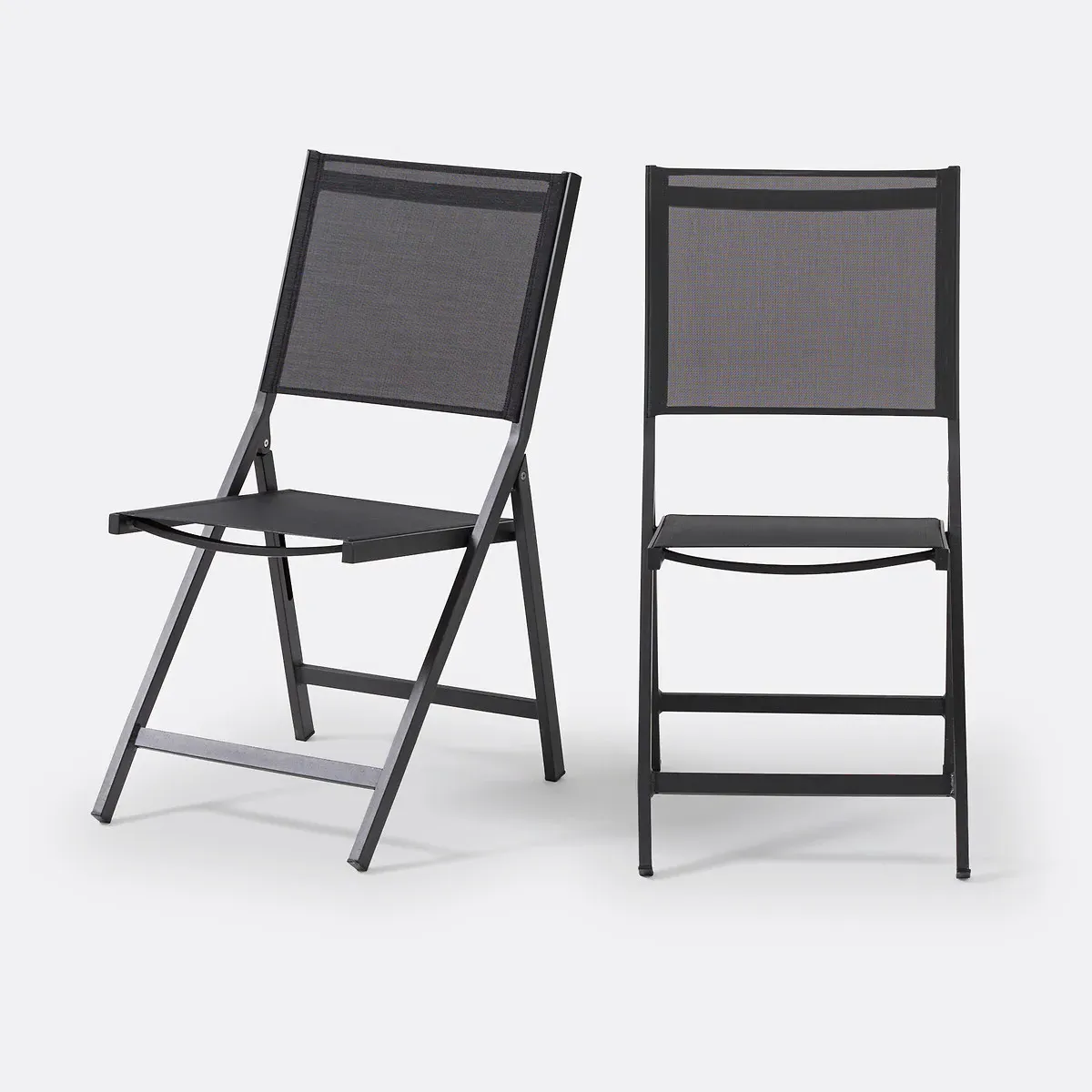 Zory Set of 2 Folding Garden Chairs - Black, Aluminium product