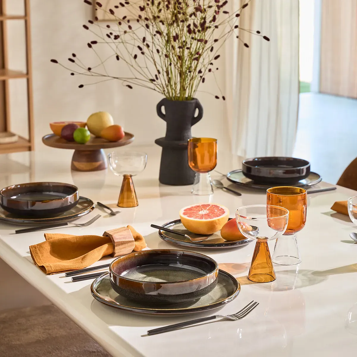 Zuka Set of 4 Dessert Plates - Brown, Stoneware alternate view