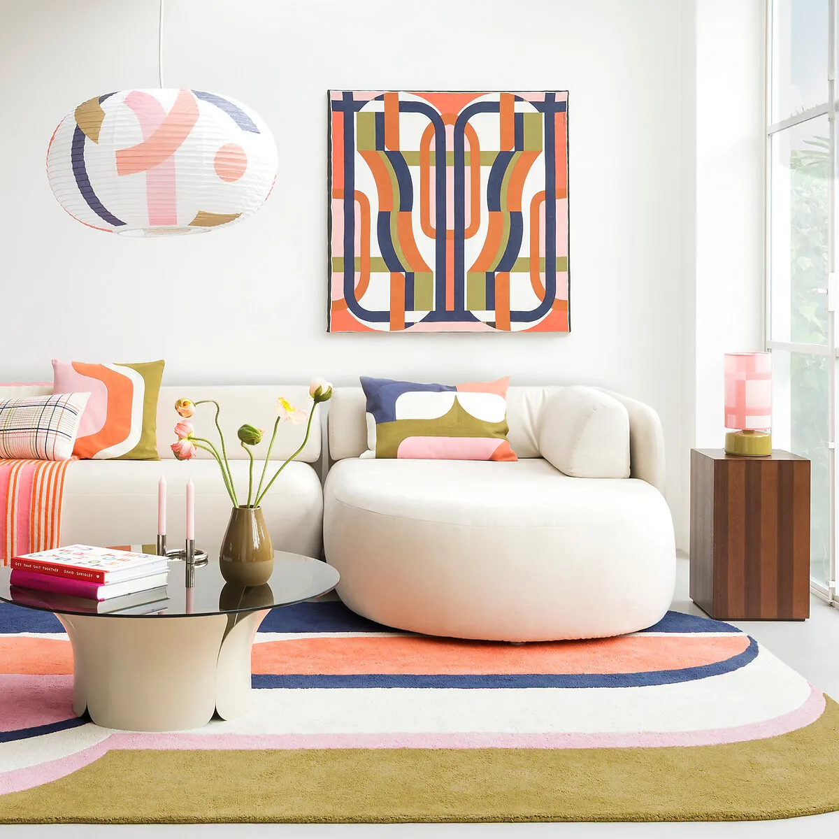 Mapoésie Geometric Print Cotton Rug - Multi-Coloured product