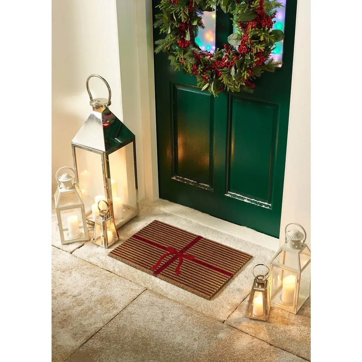 Christmas Gift Wrapped Coir Doormat - Red product