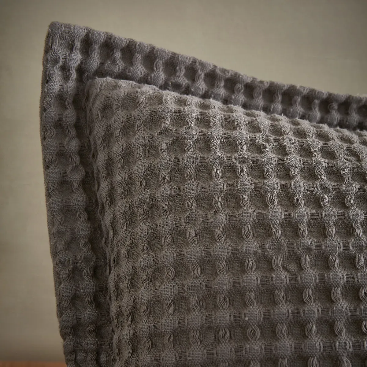 Jaipur Chunky Waffle Cushion - Light Grey, Cotton alternate view