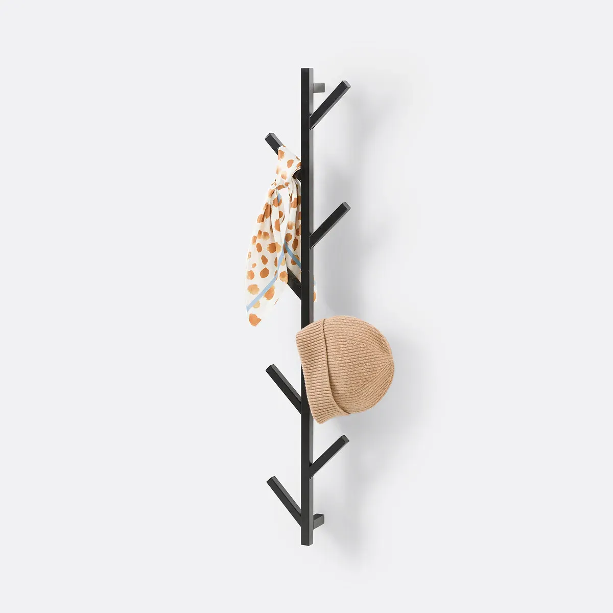 Anela Wall Coat Rack with 8 Hooks - Black, Metal product