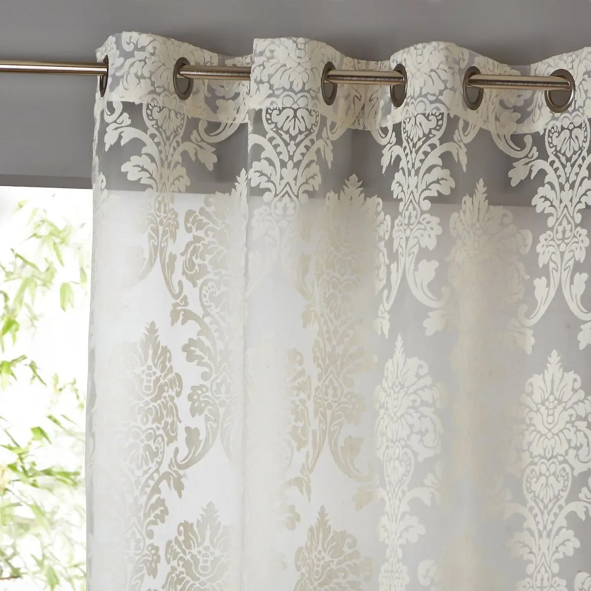 Arabesque Damask Eyelet Curtain - Ivory product