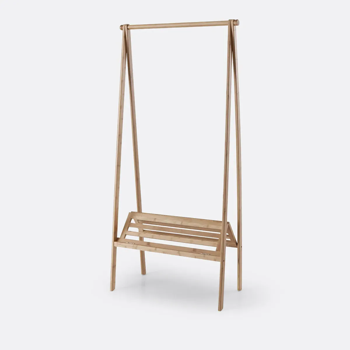 Bamboo Folding Clothes Rack with Shelf - Light Natural Wood alternate view