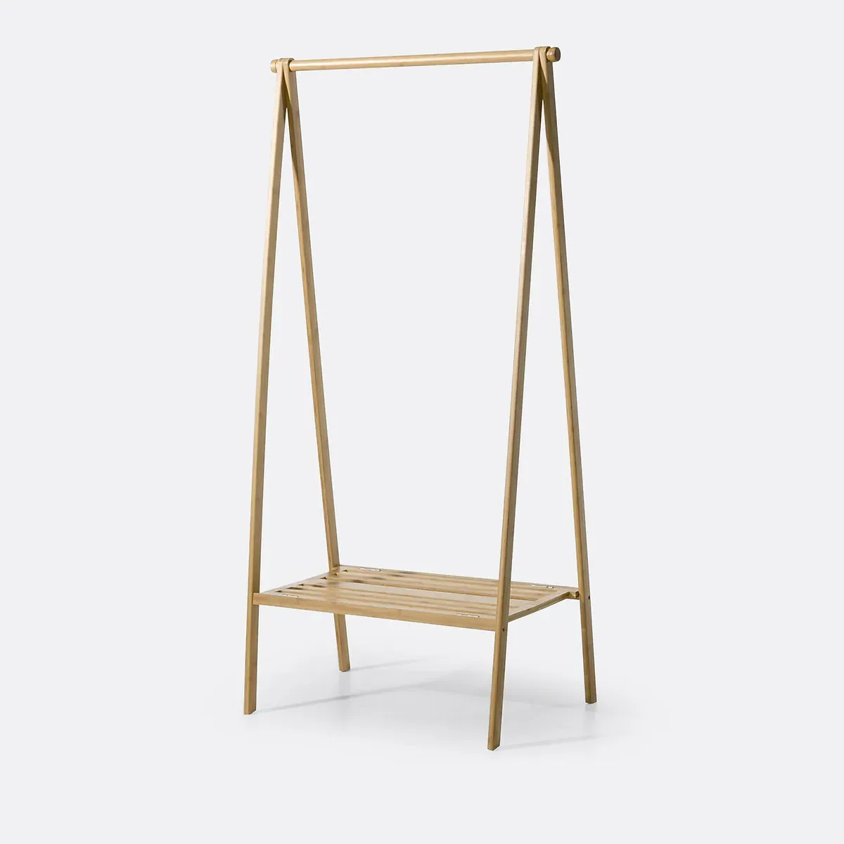 Bamboo Folding Clothes Rack with Shelf - Light Natural Wood product