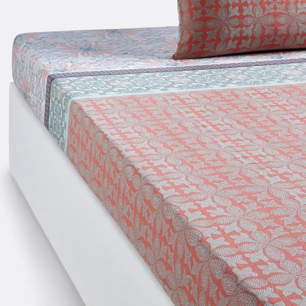 Bergame Fitted Sheet - Pink, Brushed Cotton product
