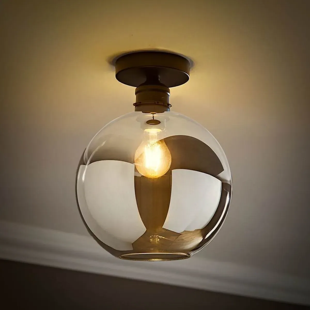 Brady Glass Globe Flush Ceiling Light - Matt Black product