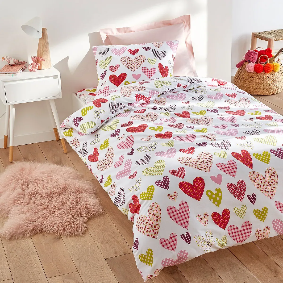 Coeur Liberté Child's Duvet Cover - White, Cotton product