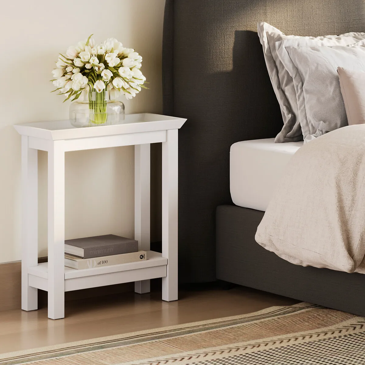 Cosima Side Table with Shelf - White product