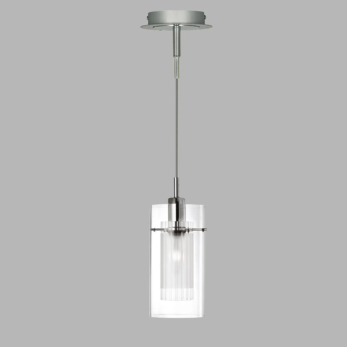 Dayton Double Glass Pendant Light - Silver alternate view