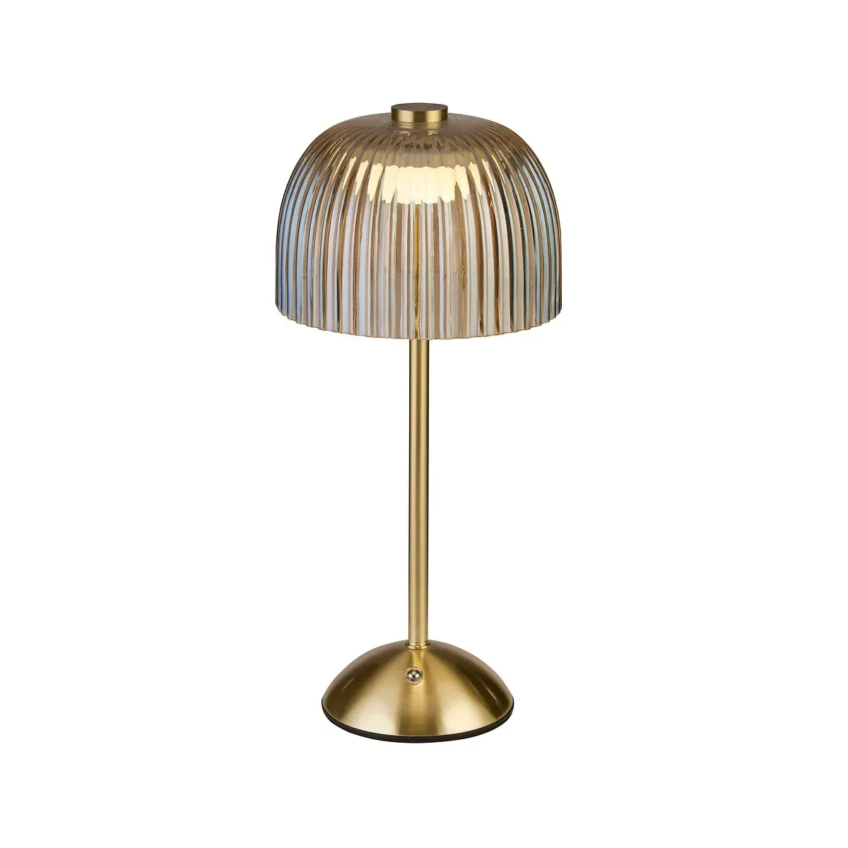 Erin Ribbed Glass LED Rechargeable Table Lamp - Gold, Glass alternate view