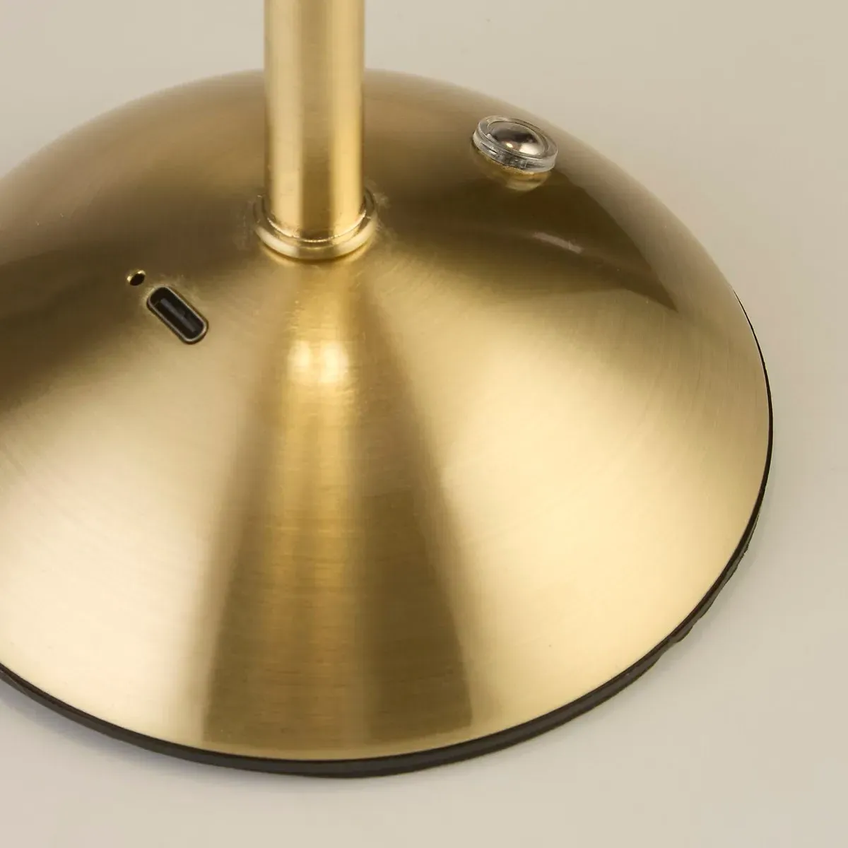 Erin Ribbed Glass LED Rechargeable Table Lamp - Gold, Glass product