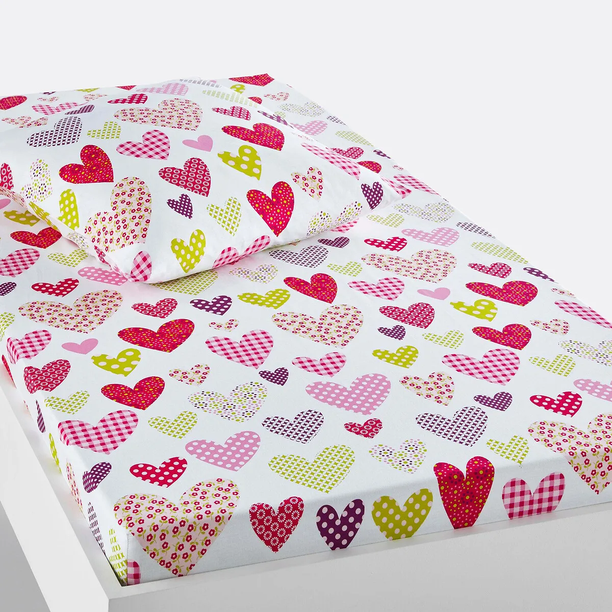 Freedom Heart Cotton Heart Print Fitted Sheet - White product