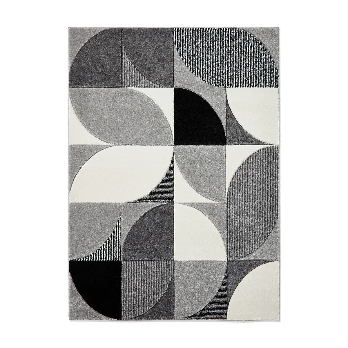 Hand Carved Abstract Shapes Rug - Grey, Brown, Polypropylene alternate view