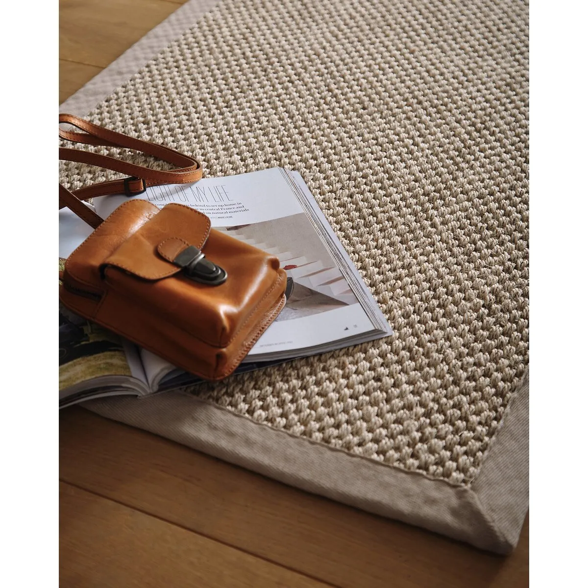 Herringbone Border Sisal Runner Rug - Beige, Sisal alternate view