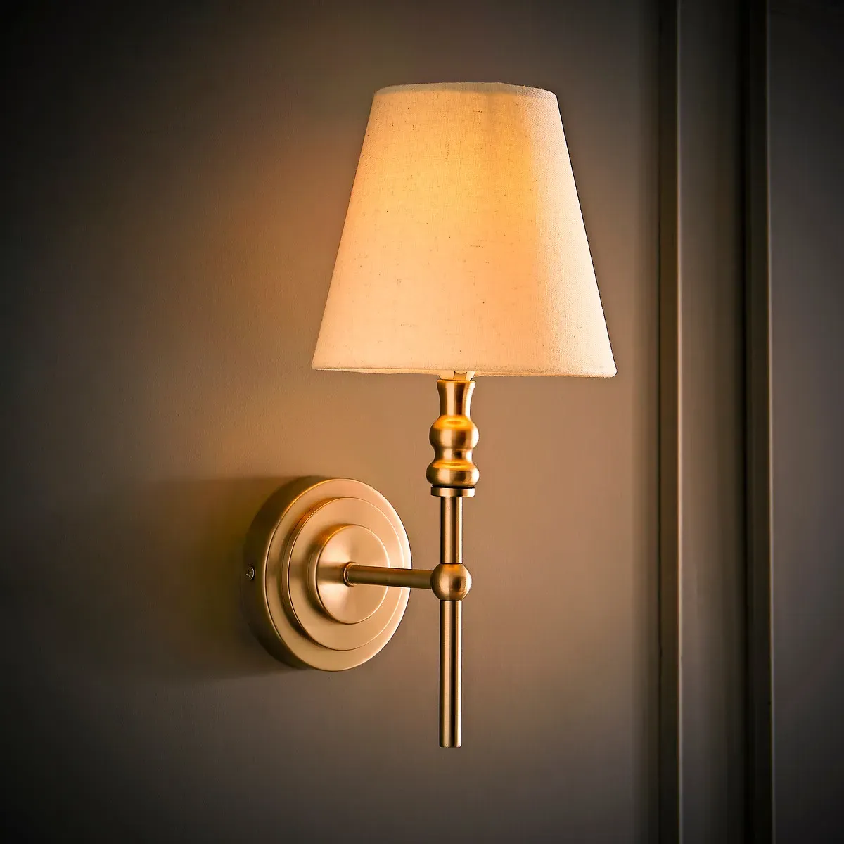 Mckinley Candlestick Wall Light with Tapered Shade - Silver product