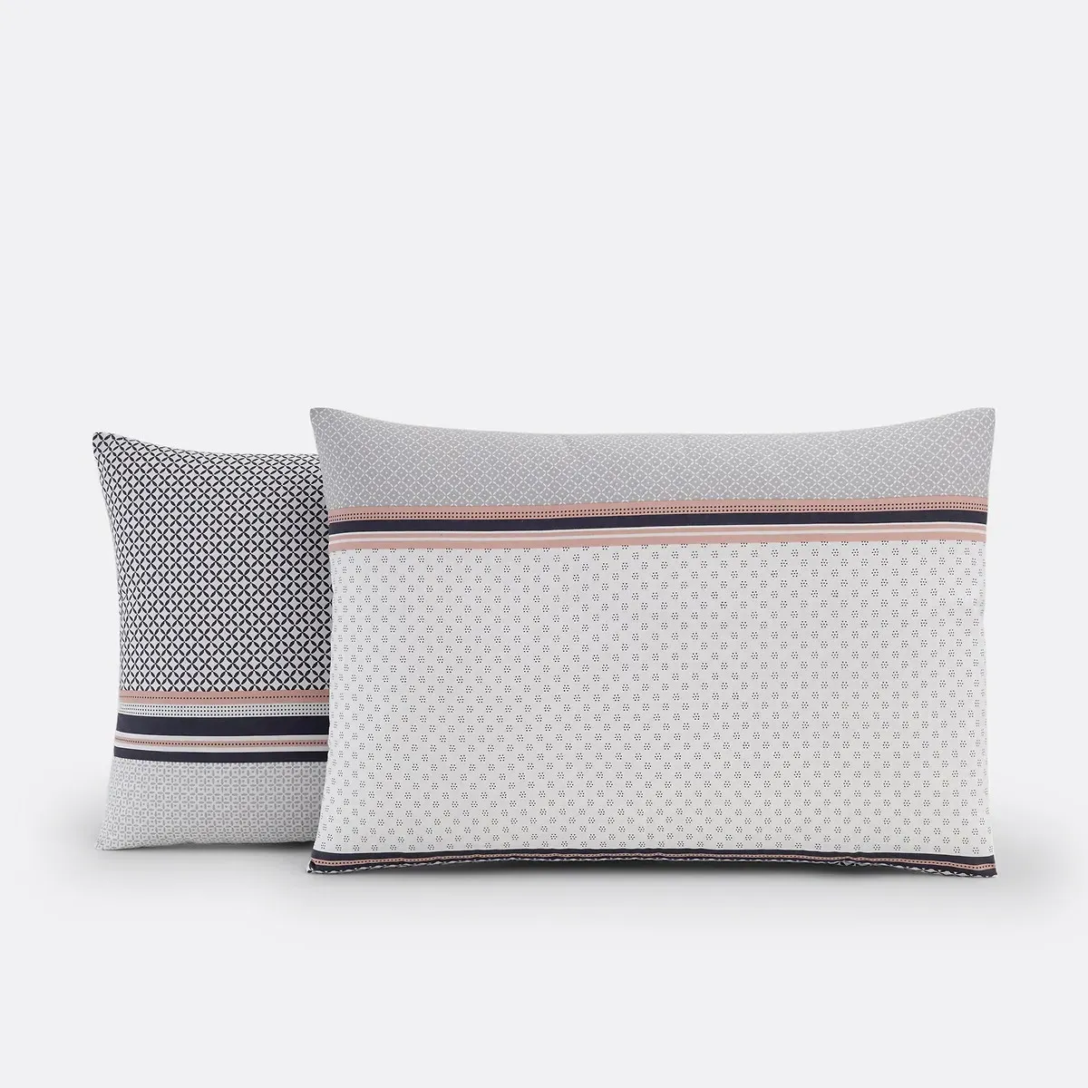 Nayma Cotton Pillowcase - Grey, Powder Pink alternate view