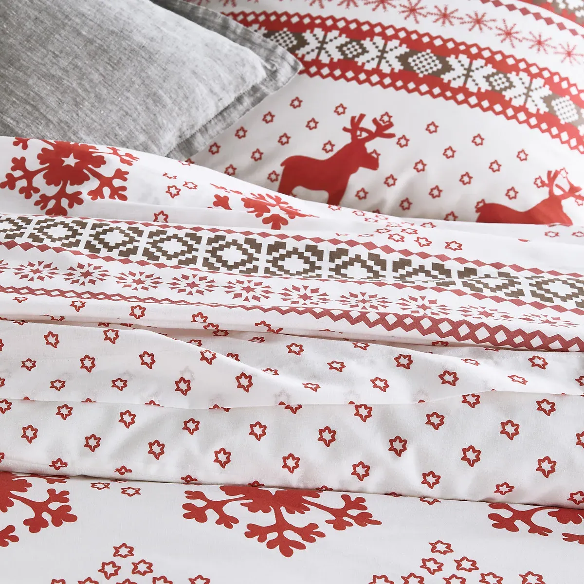 Ovelis Fair Isle Single Duvet Cover - Red, Cotton alternate view