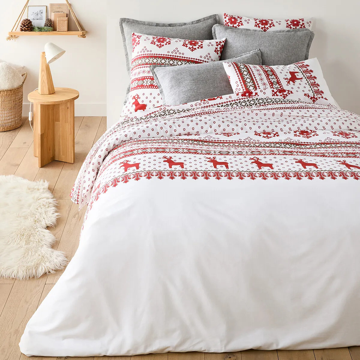 Ovelis Fair Isle Single Duvet Cover - Red, Cotton product