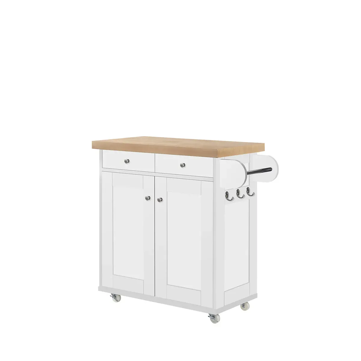Portable Kitchen Island with Storage - White, Solid Wood alternate view