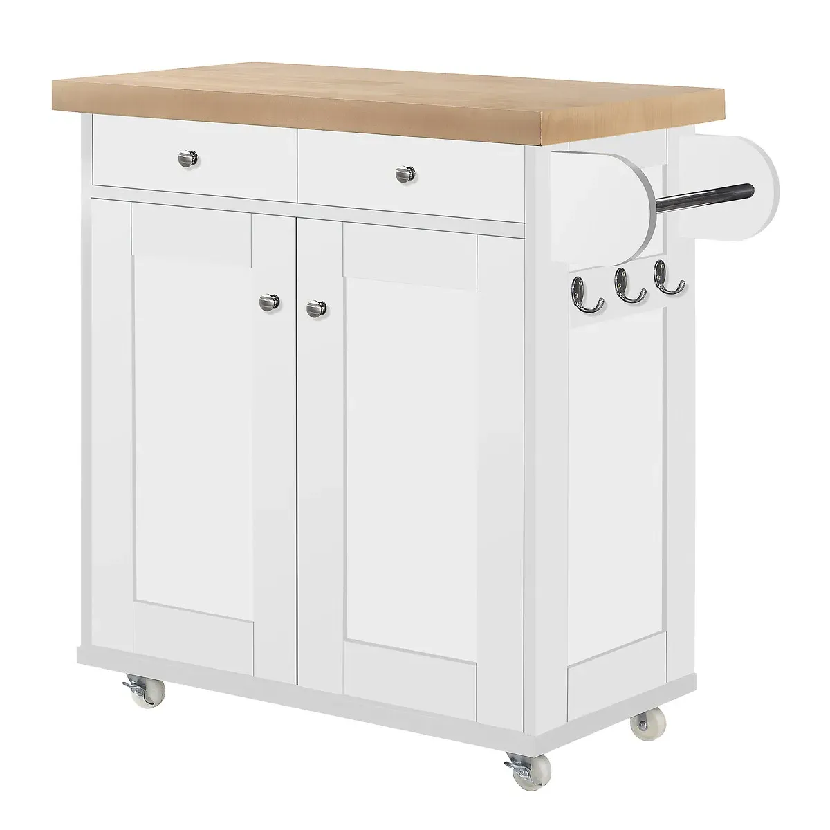 Portable Kitchen Island with Storage - White, Solid Wood product