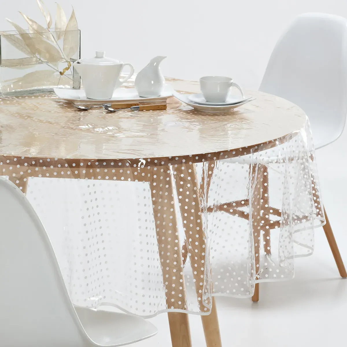 Round Polka Dot Tablecloth - Translucent, PVC product
