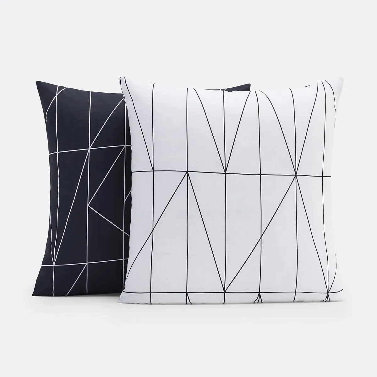 Shapes Square Pillowcase - Black, White, Cotton product