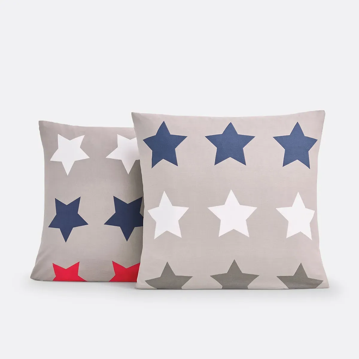 Star Print Cotton Pillowcase - Grey alternate view