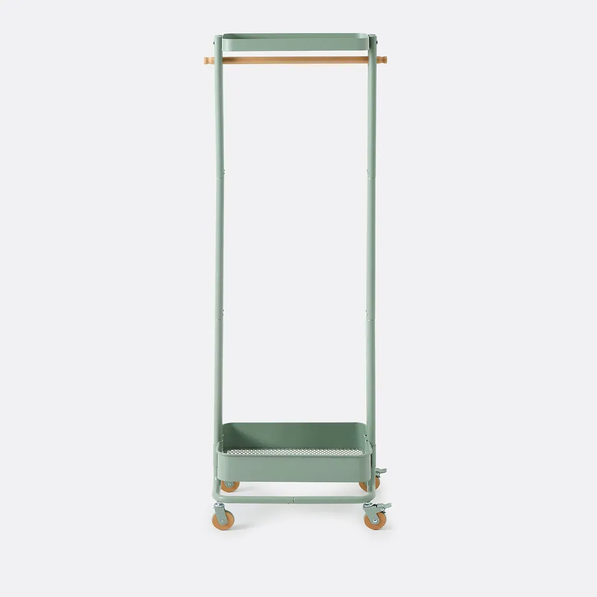 Tania Rolling Rack - Grey-Green, Iron & Rubberwood alternate view