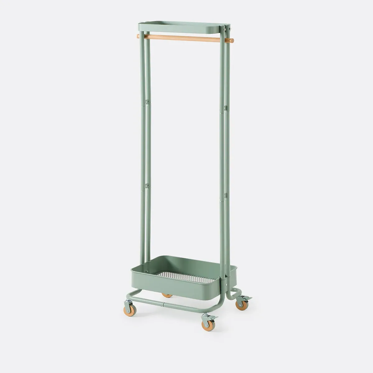 Tania Rolling Rack - Grey-Green, Iron & Rubberwood product