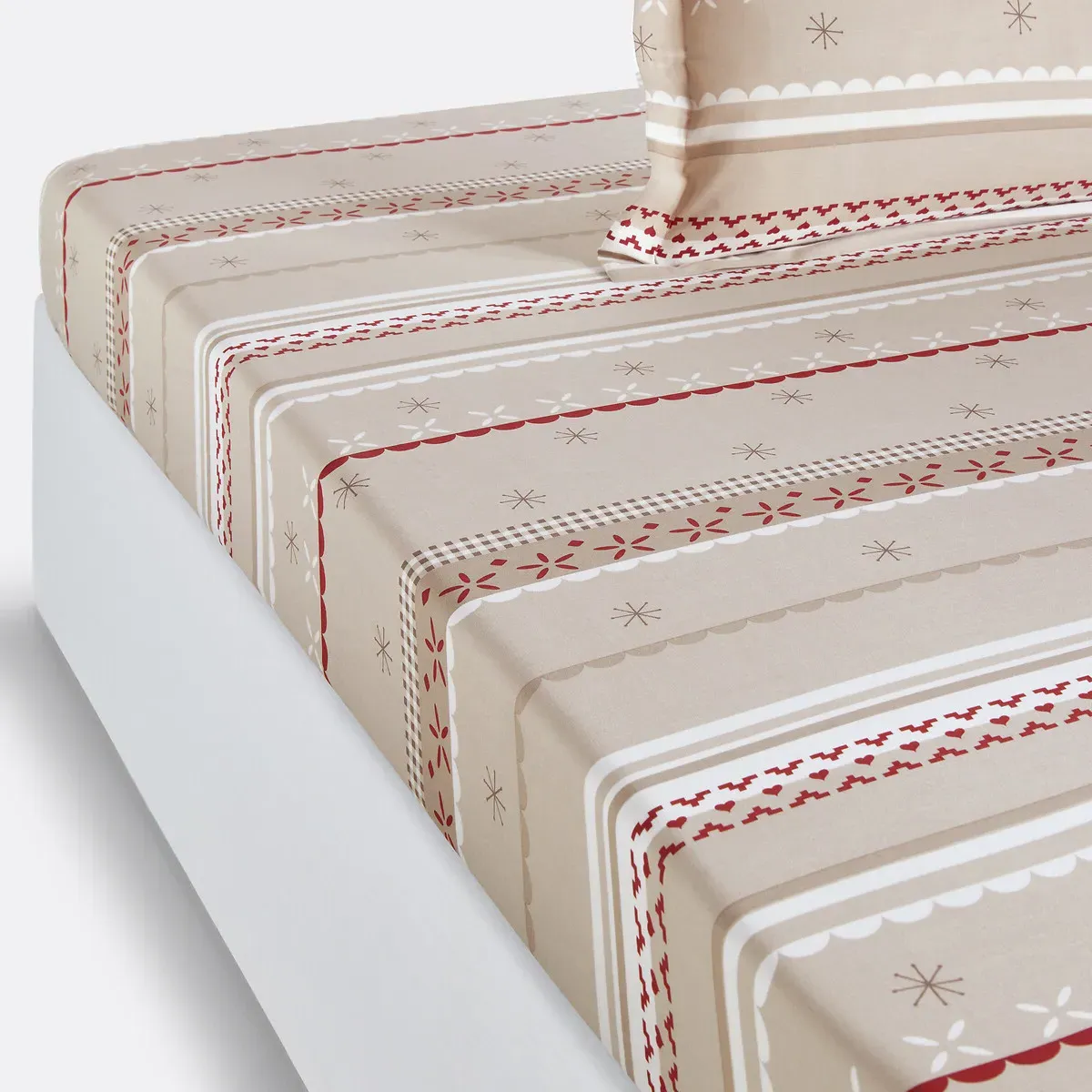 Tyrol Striped Fitted Sheet - Beige, Cotton product