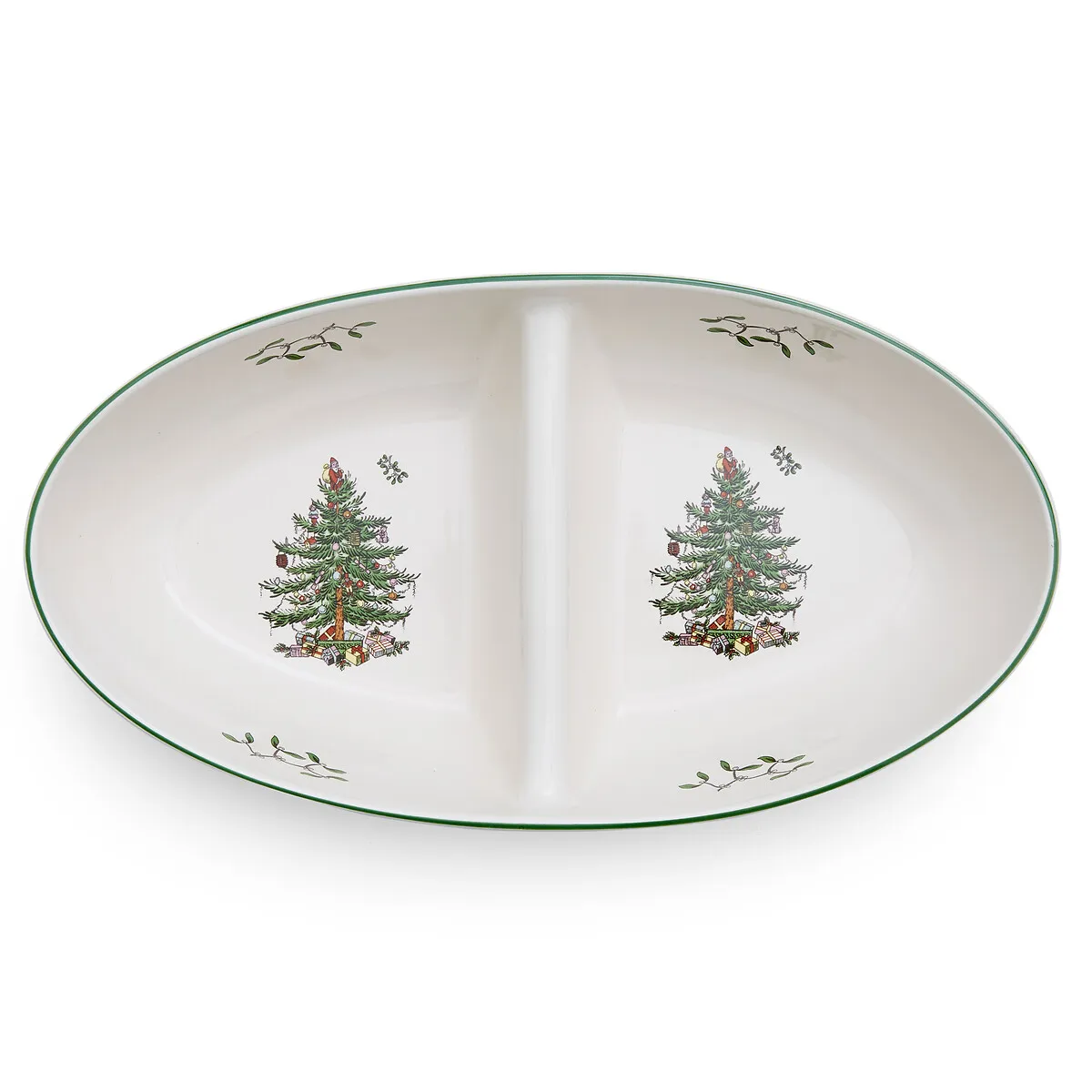 Christmas Tree Large Divided Server - White, Porcelain product