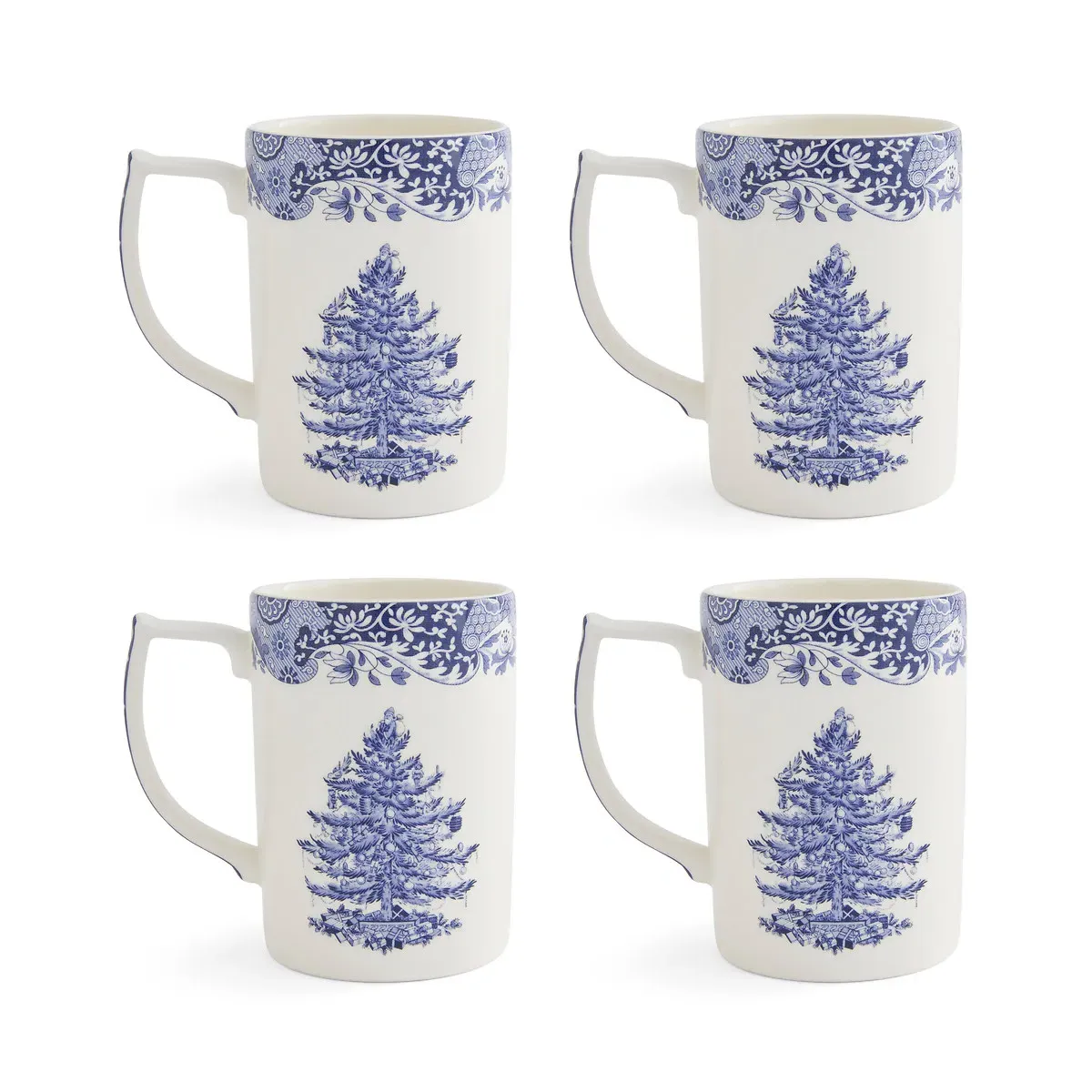 Spode Christmas Tree Set of 4 Mugs - Blue, Earthenware product