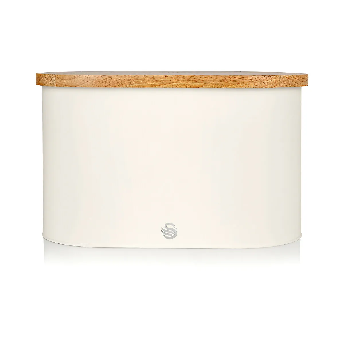 Nordic Oval Bread Bin with Bamboo Lid - Cream, Carbon Steel product