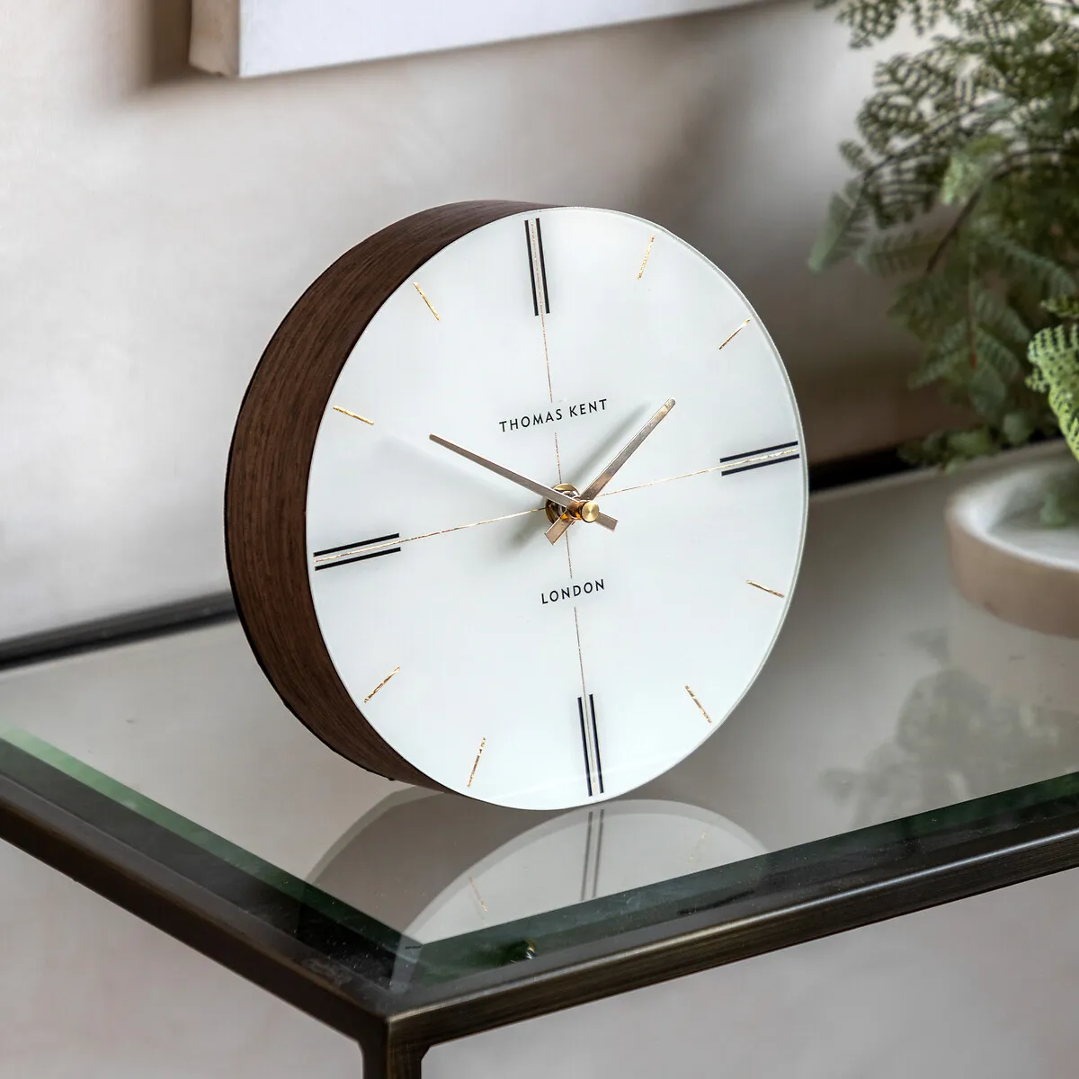 Greenwich 8" Ellipse Mantel Clock - Walnut, Glass product