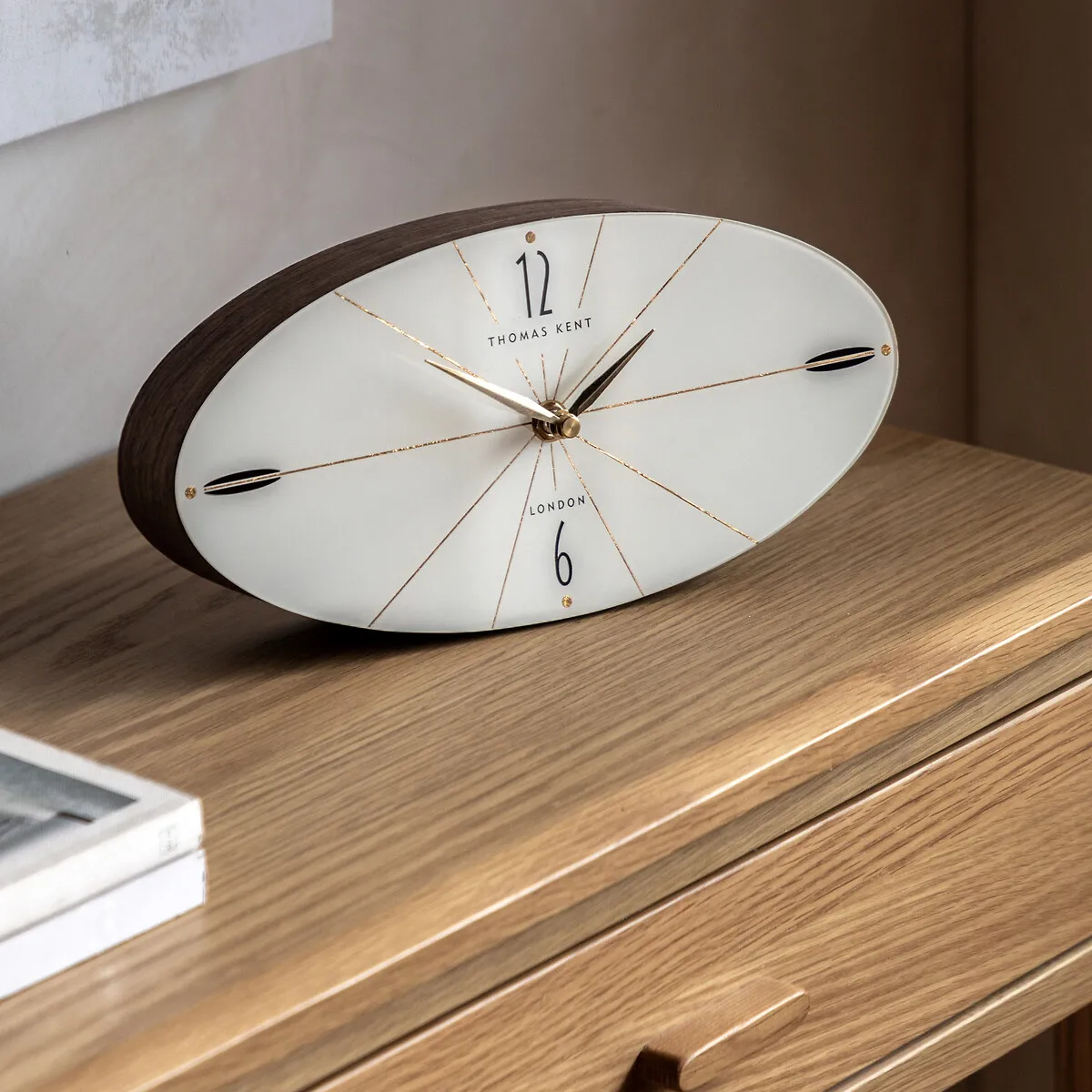 Greenwich Ellipse Mantel Clock - Walnut, Glass product