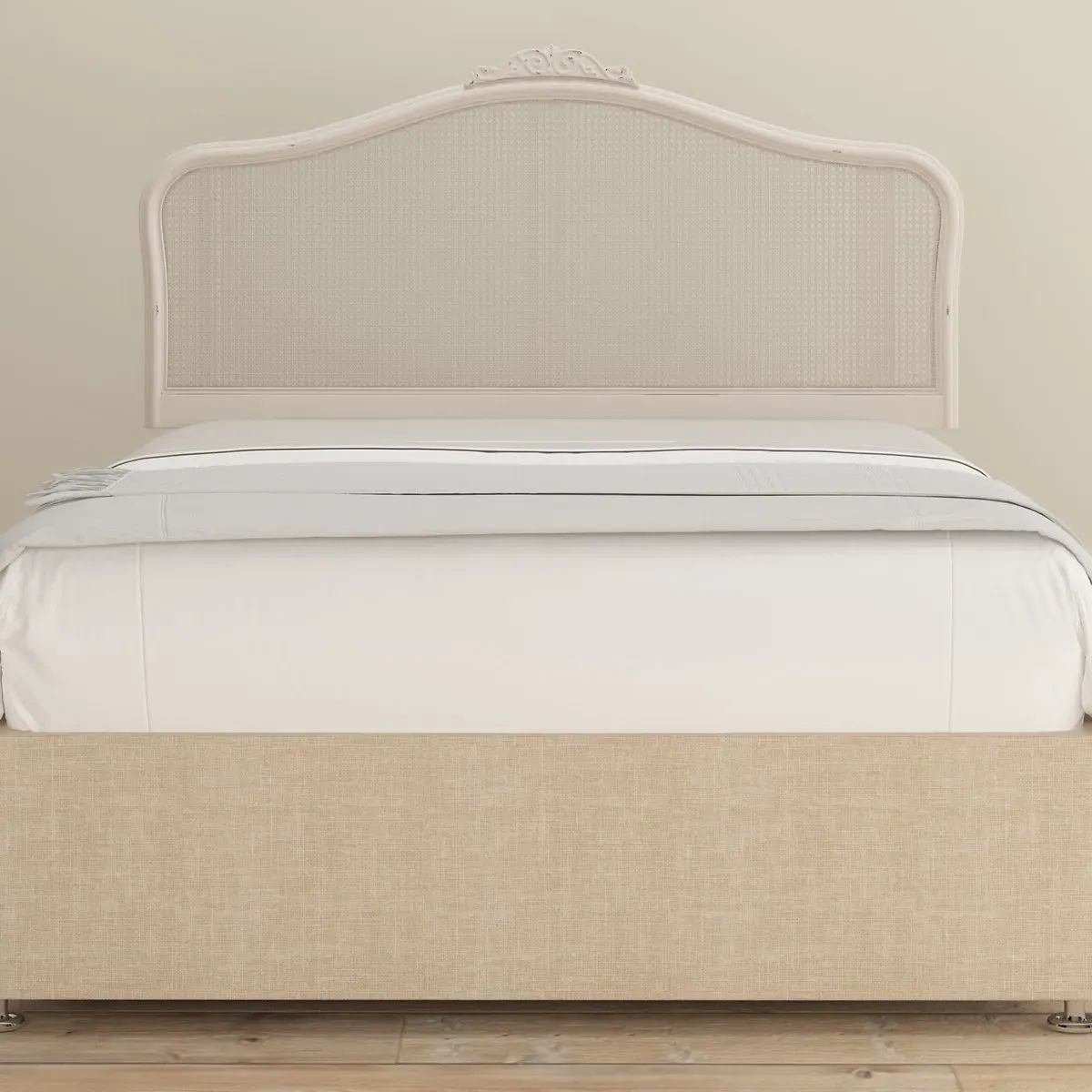 Ivory Rattan Headboard - Off-White, Solid Poplar product