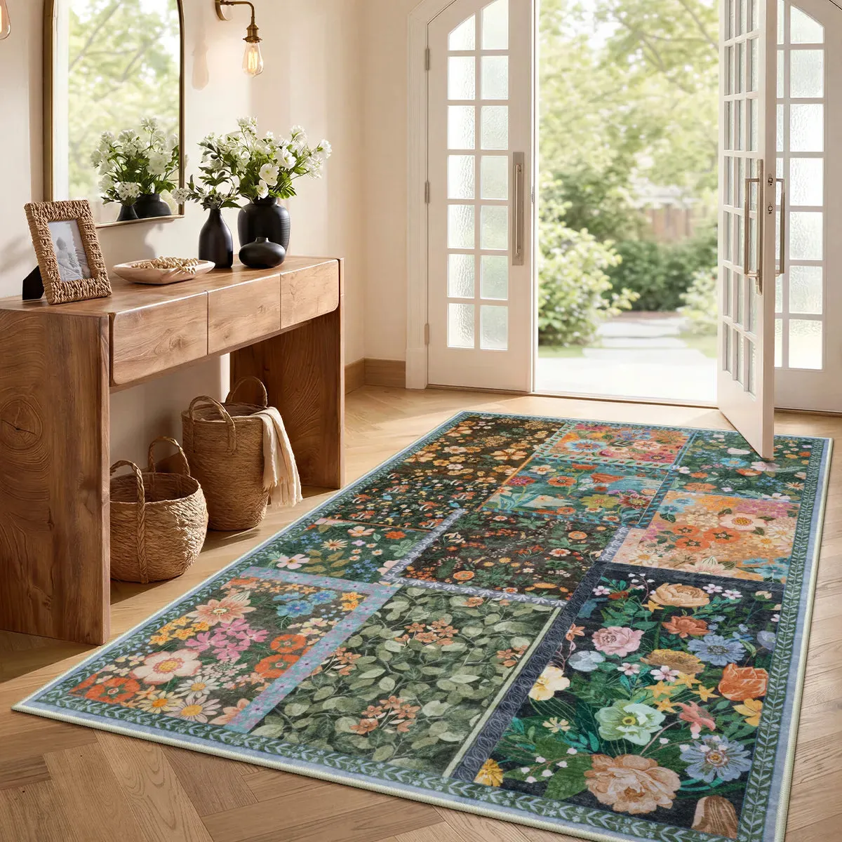 Amour Patchwork Floral Rug - Multicolor, Faux Wool product