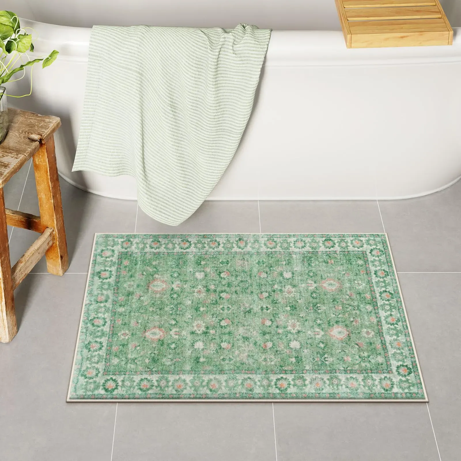 Boho Runner Bath Rug Non-Slip Machine Washable - Microfiber product