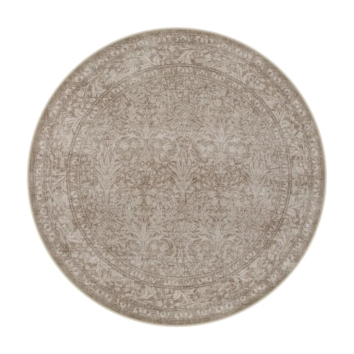 Brielle Round Botanical Vintage Rug - Beige, Faux Wool product