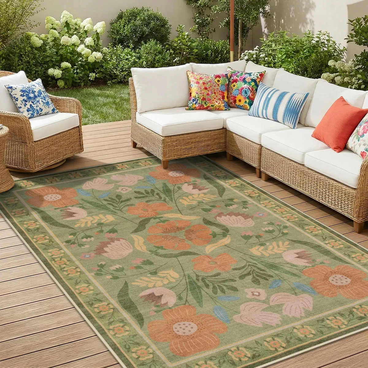 Conte Fairy Garden Indoor/Outdoor Rug - Green, Polyester product
