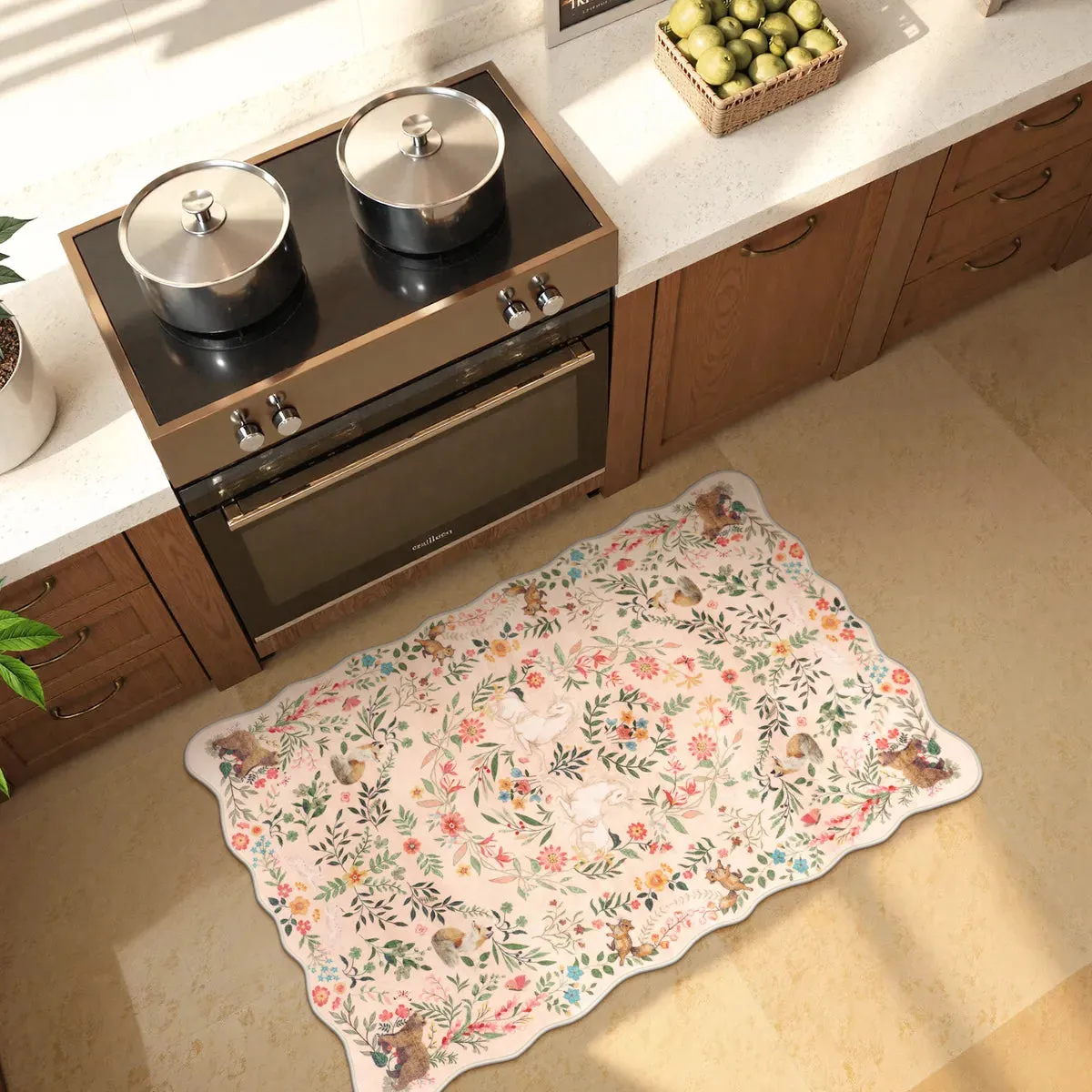 Elysia Scalloped Washable Rug - Pink, Faux Wool product