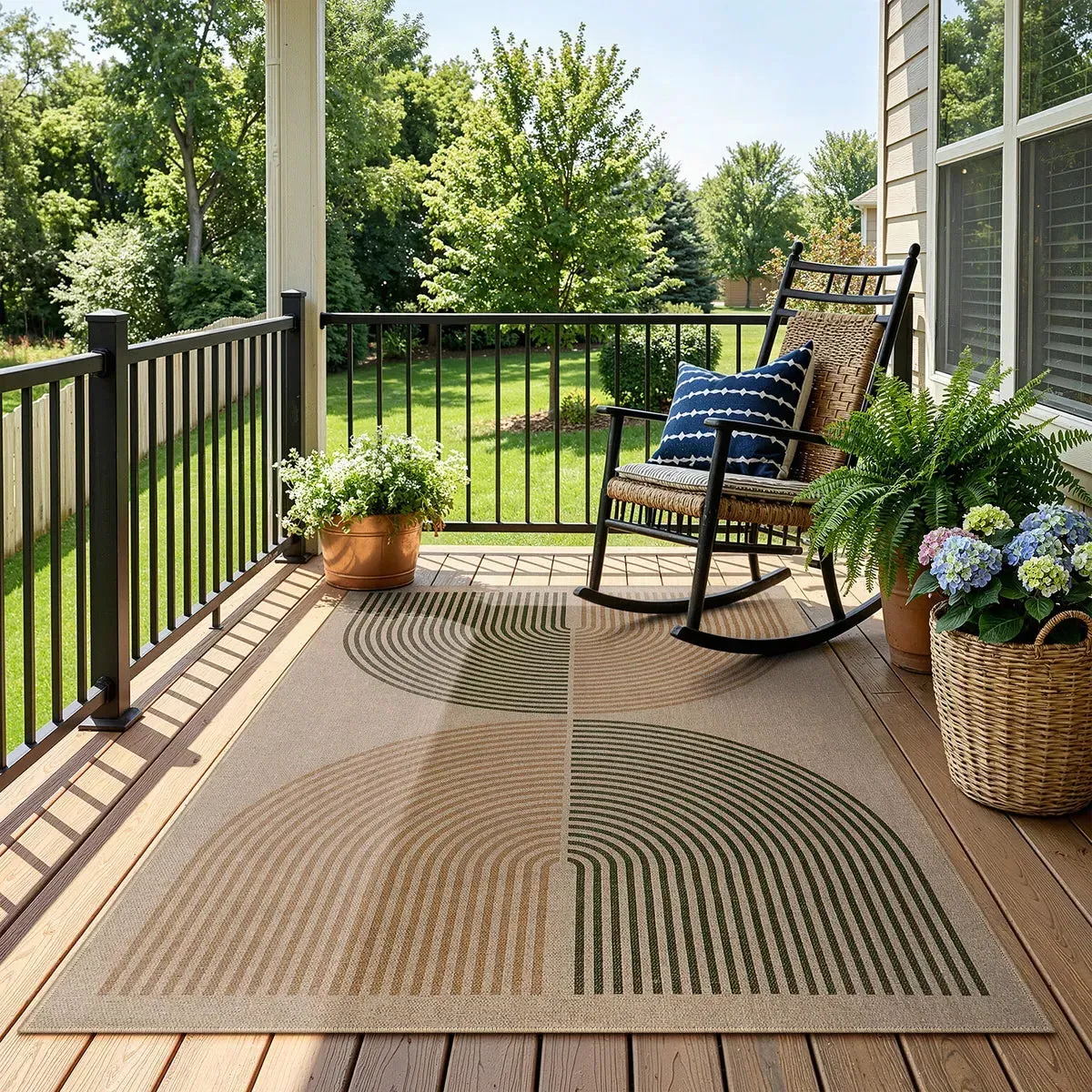 Enfys Rainbow Indoor/Outdoor Rug - Black/Beige, Easy Jute product