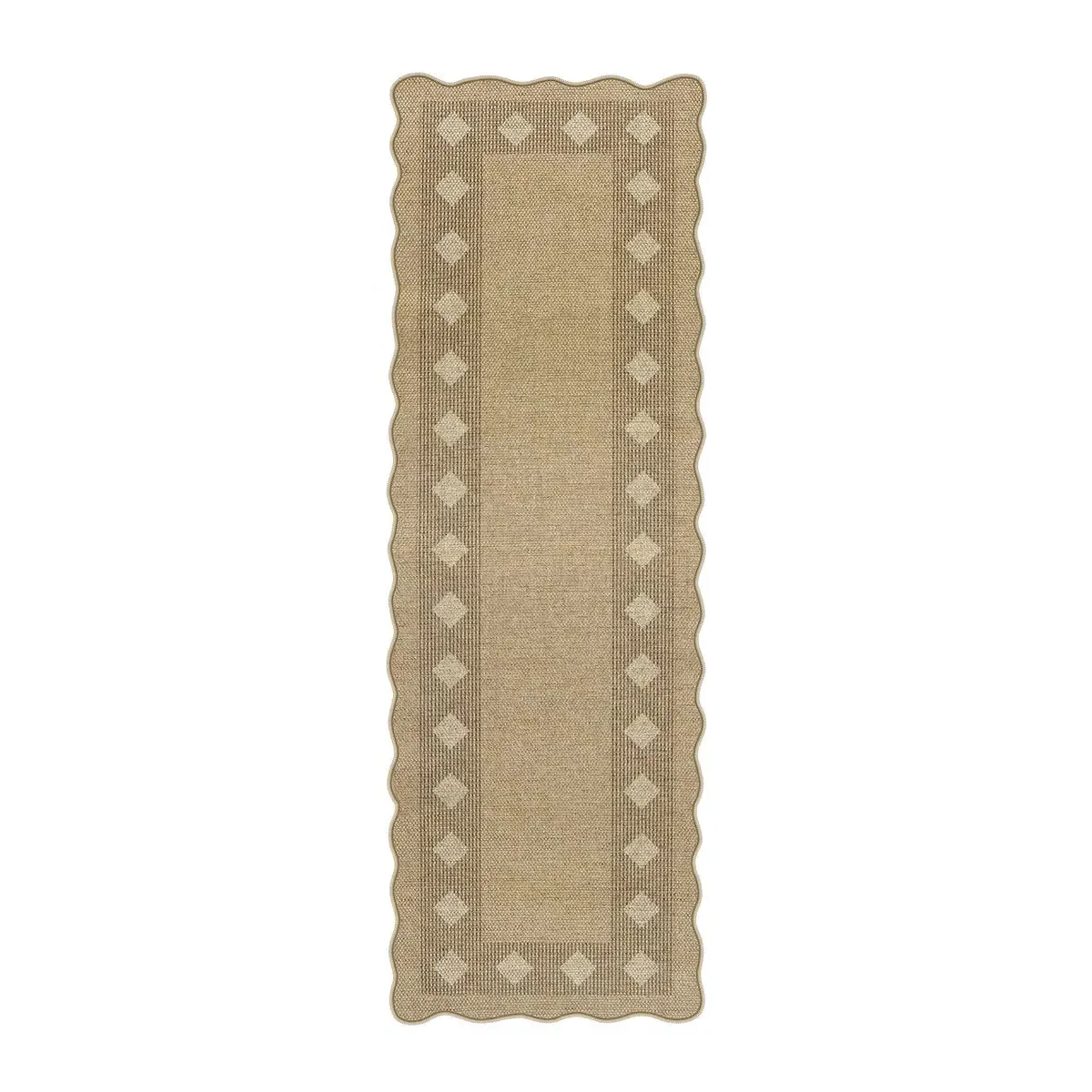 Linoe Diamond Wavy Runner Rug Machine Washable - Oatmeal, Polyester product