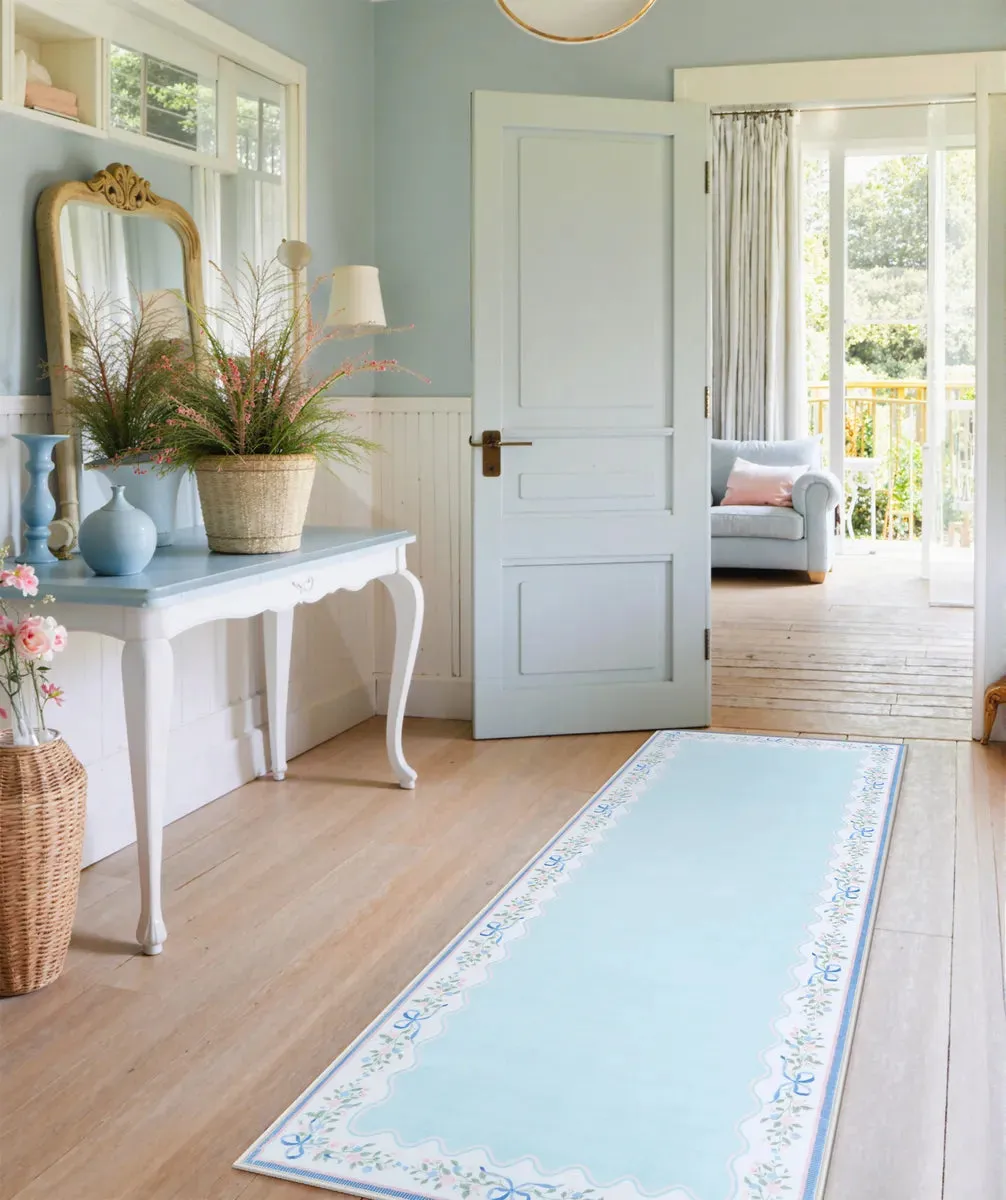 Maelis Vintage Ribbon Runner Rug - Blue, Faux Wool product